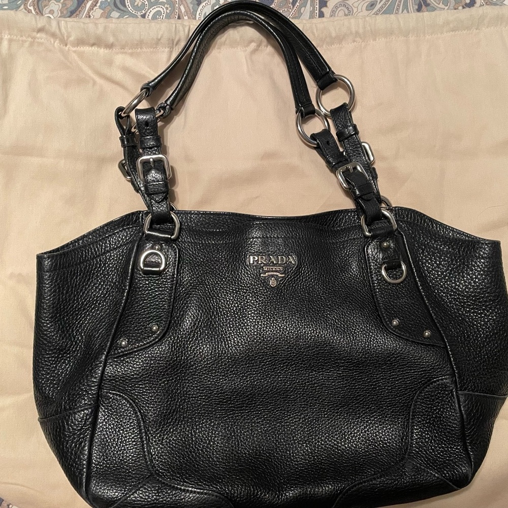 Prada pebble slouchy shoulder bag
